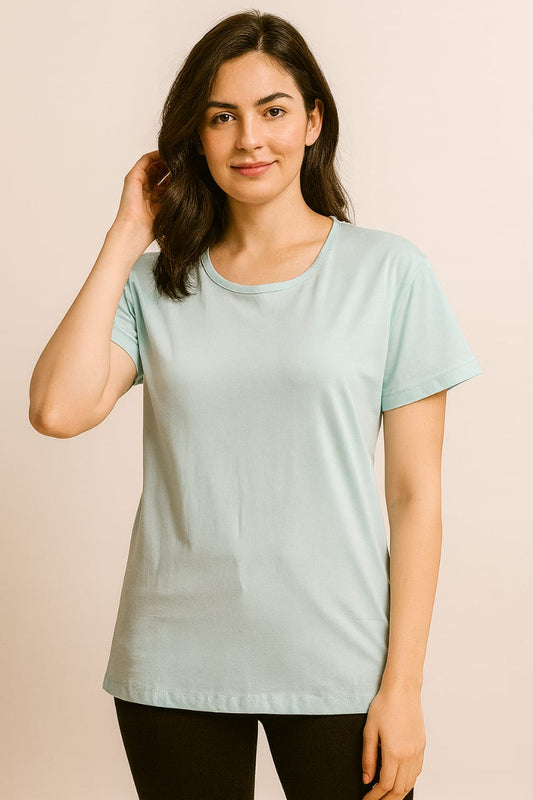 Women's Solid T-Shirt - Sky Blue