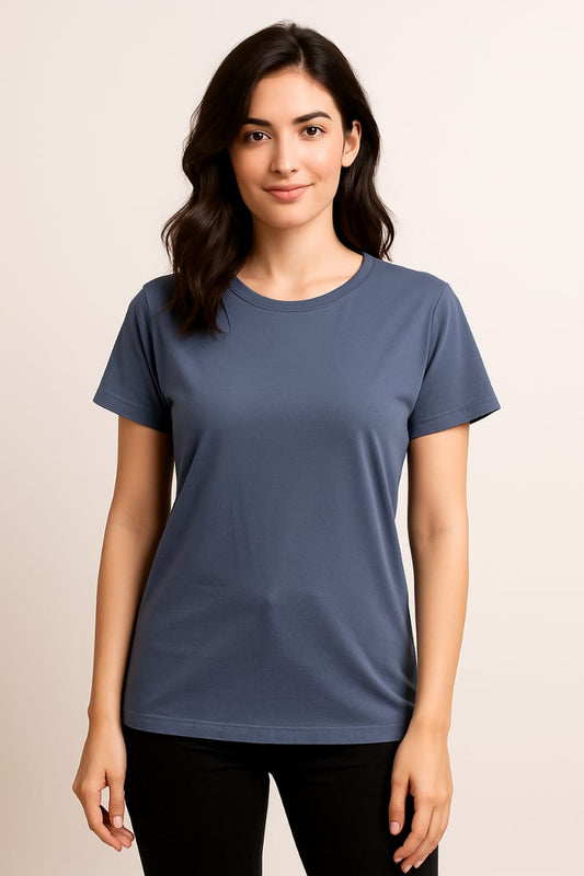 Women's Solid T-Shirt - Iris Blue