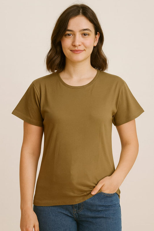 Women's Solid T-Shirt - Saddle Brown