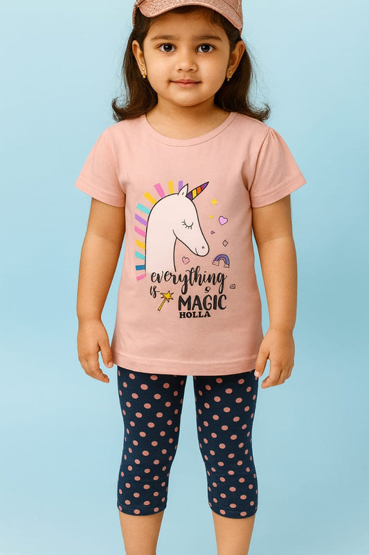 Kids Loungewear Capri Set - Baby Pink