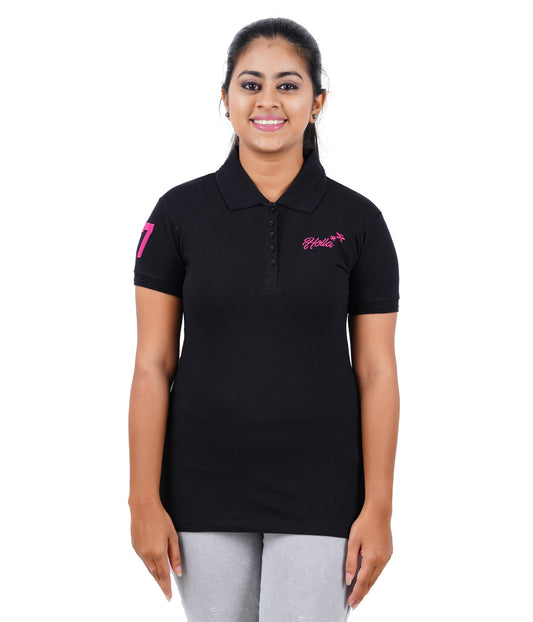 Women's Polo T-Shirt - Onyx Black