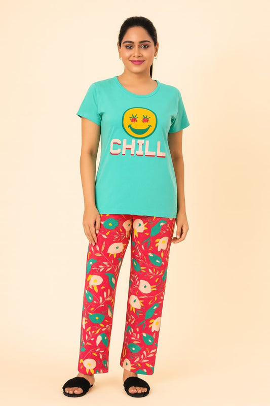 Women's Loungewear Full Pant Set - Aqua Blue