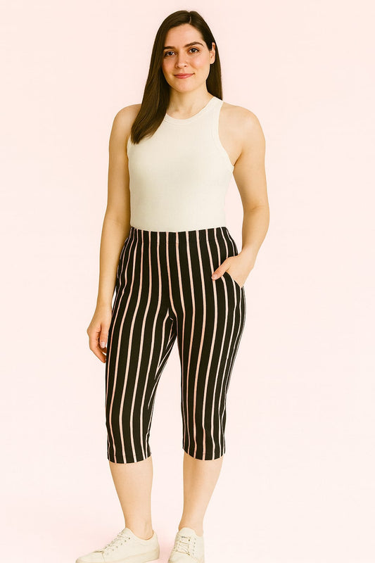 Leisure Pant Capri - Black Stripe