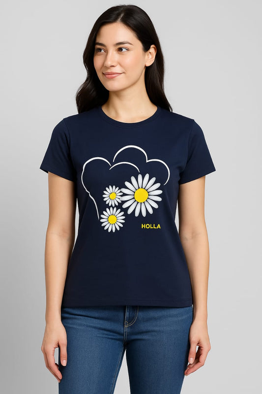 Women's R Neck T-Shirt - Floral