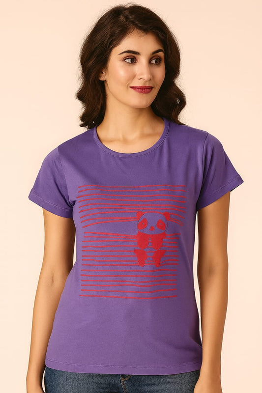 Women's R Neck T-Shirt - Purple