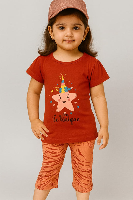 Kids Loungewear Capri Set - Tulip Red