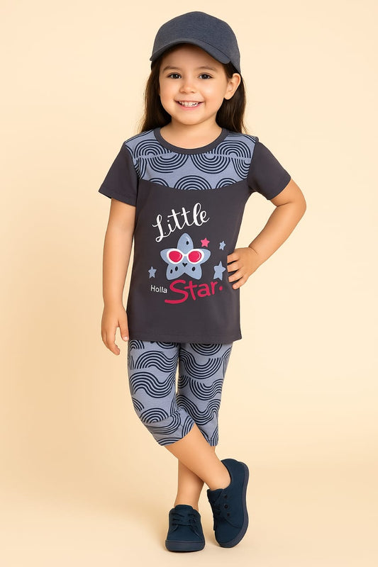 Kids Loungewear Capri Set - Oxford Blue