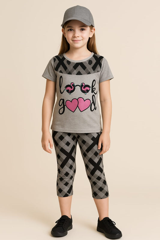 Kids Loungewear Capri Set - Grey