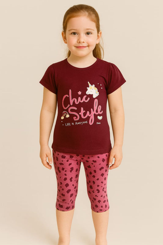 Kids Loungewear Capri Set - Walnut