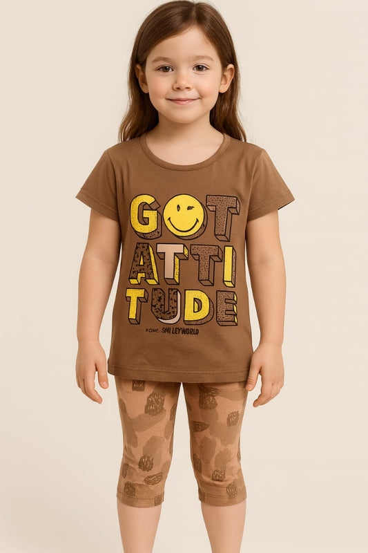 Kids Loungewear Capri Set - Saddle Brown