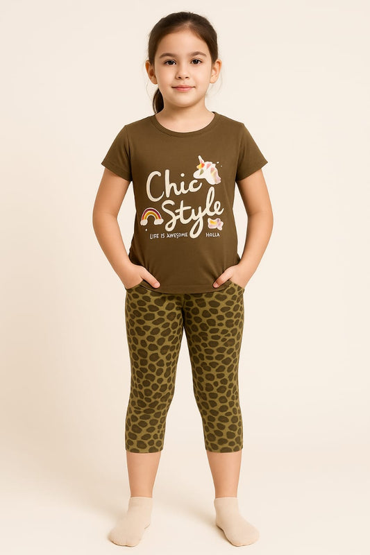 Kids Loungewear Capri Set - Animal