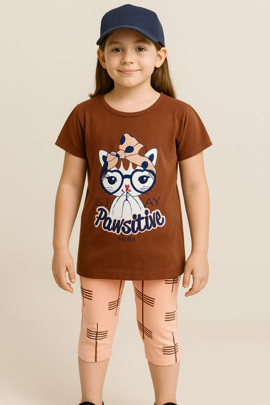 Kids Loungewear Capri Set - Coffee Brown