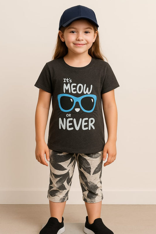 Kids Loungewear Capri Set - Charcoal Melange