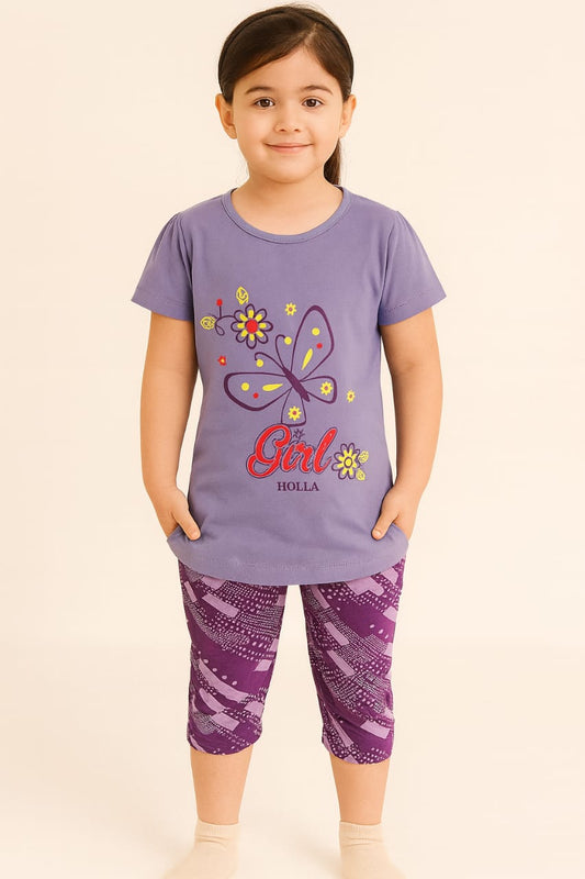 Kids Loungewear Capri Set - Purple