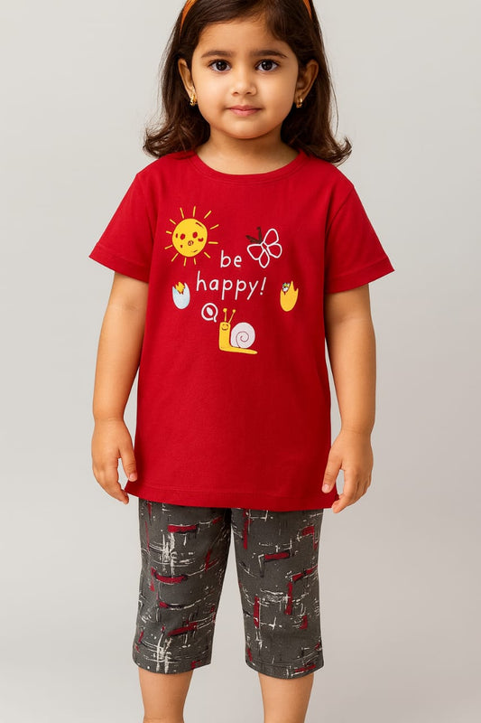 Kids Loungewear Capri Set - Cherry Red