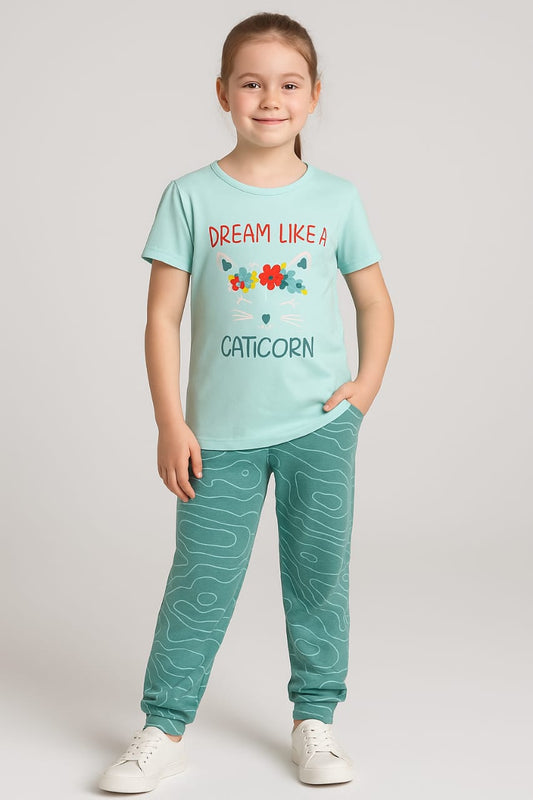 Kids Loungewear Fullpant Set - Sky Blue