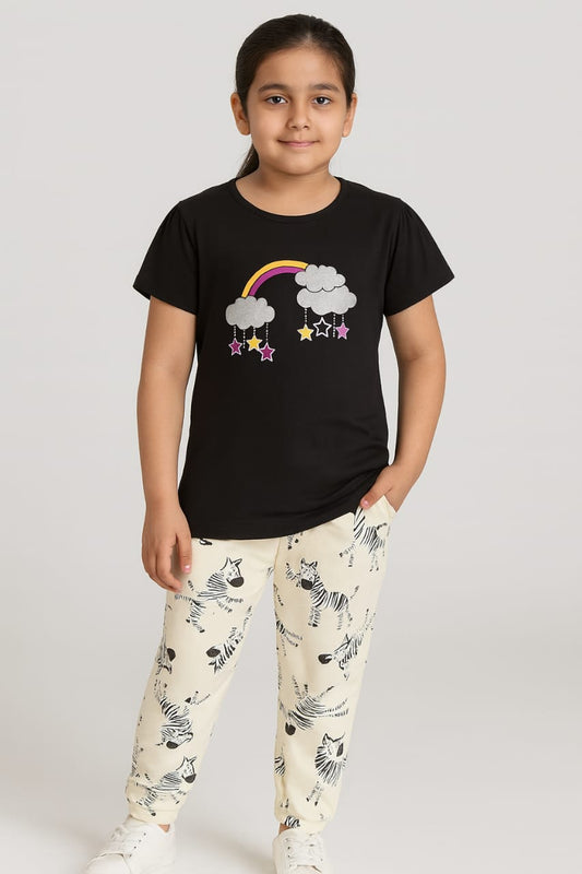 Kids Loungewear Fullpant Set - Black