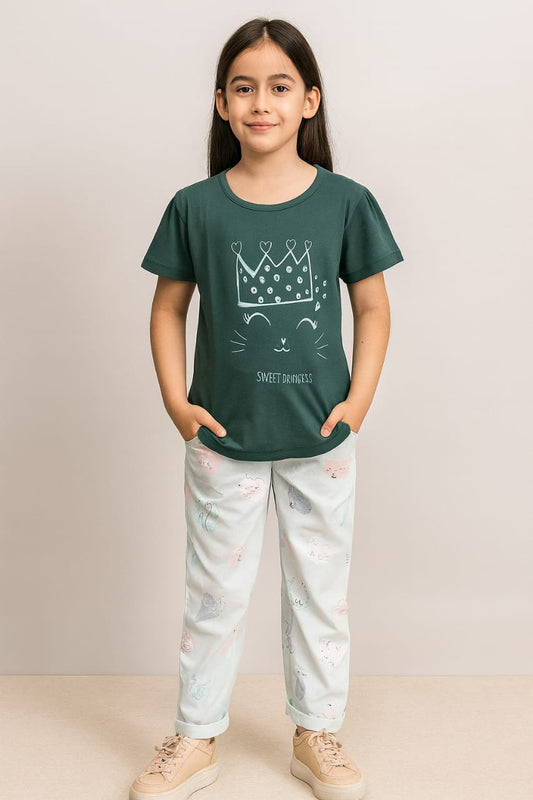 Kids Loungewear Fullpant Set - Pine Green