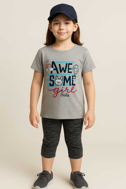 Kids Loungewear Capri Set - Grey