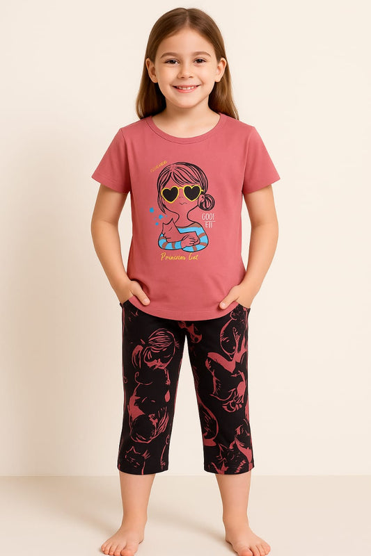 Kids Loungewear Capri Set - Indian Rose
