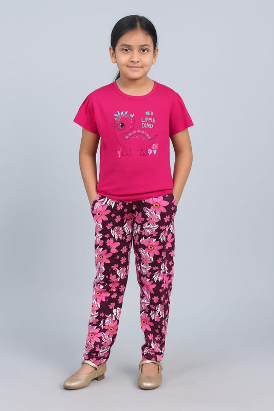 Kids Loungewear Fullpant Set - Hot Pink
