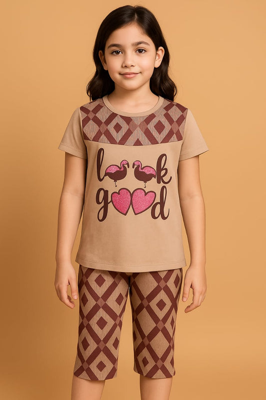 Kids Loungewear Capri Set - Chocolate