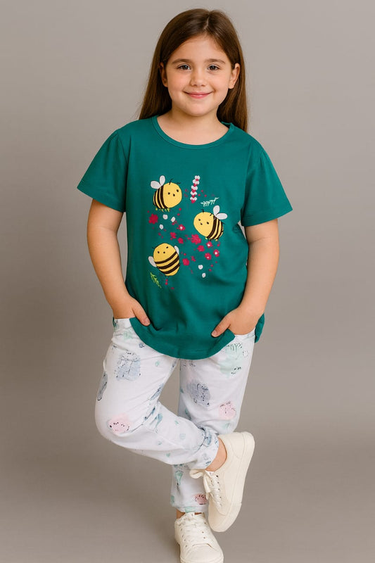 Kids Loungewear Fullpant Set - Teal Green