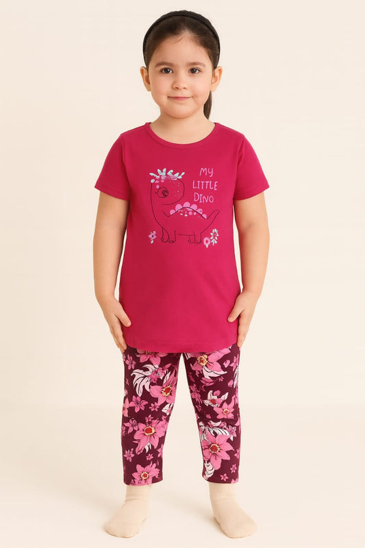 Kids Loungewear Capri Set - Hot Pink