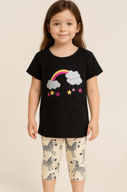Kids Loungewear Capri Set - Black