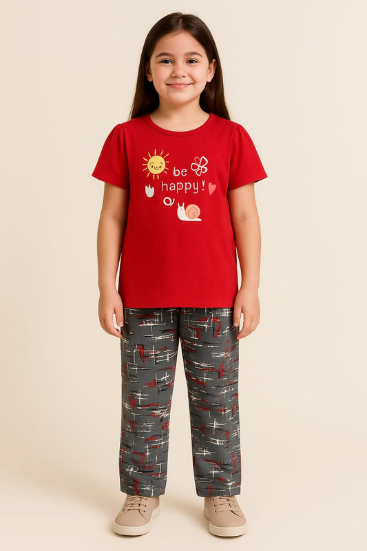 Kids Loungewear Fullpant Set - Red