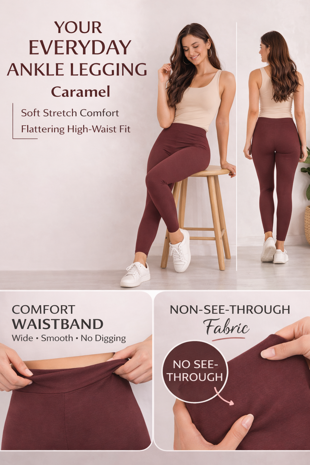 Ankle Length Cotton Leggings for Women