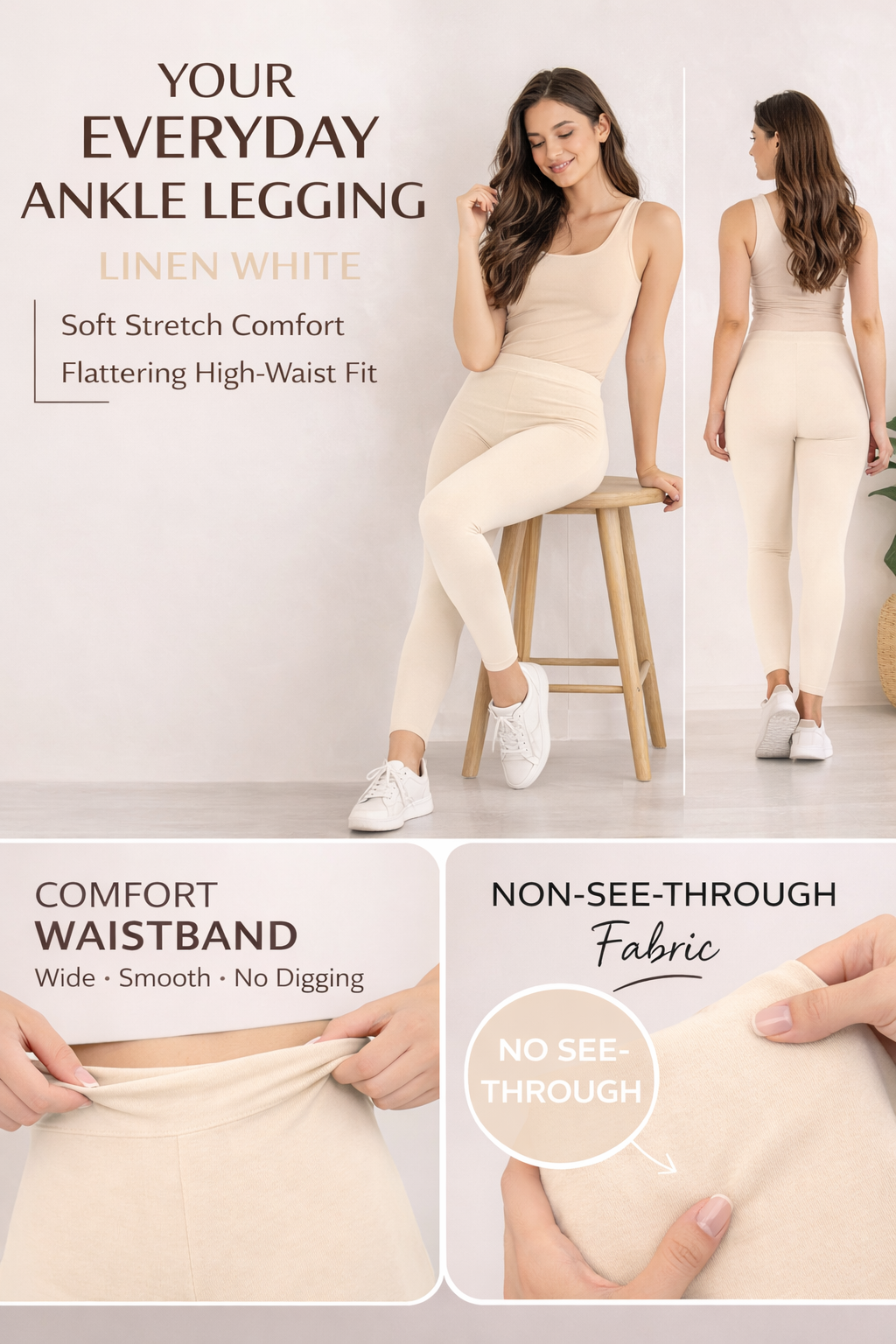 Ankle Length Cotton Leggings for Women