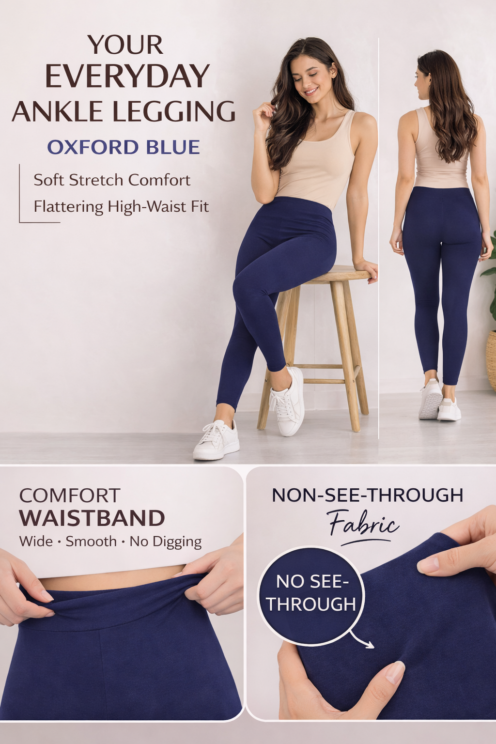Ankle Length Cotton Leggings for Women