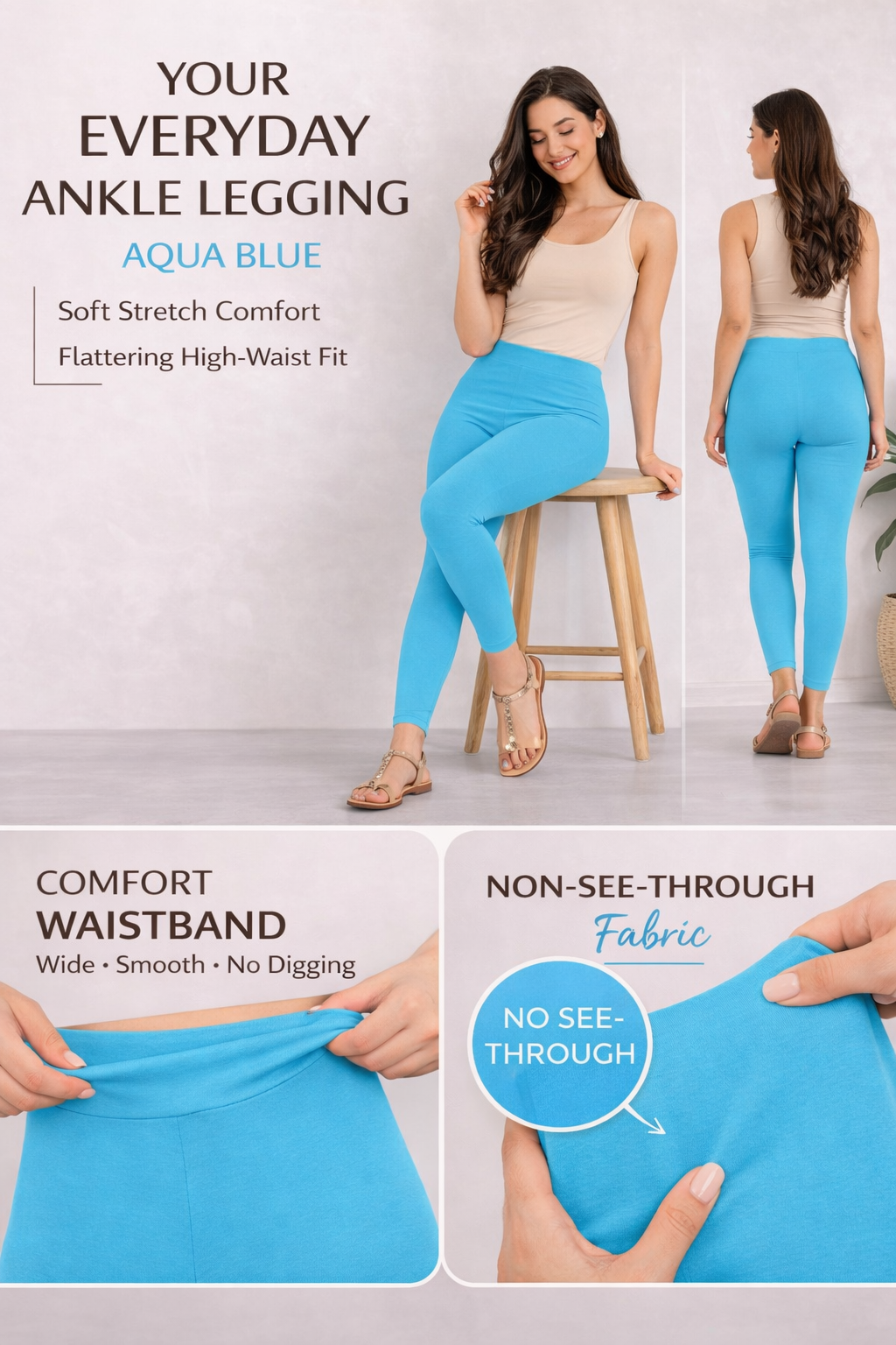 Ankle Length Cotton Leggings for Women