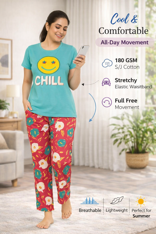 Women's Loungewear Full Pant Set - Aqua Blue