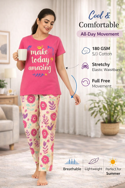 Women's Loungewear Full Pant Set - Pink