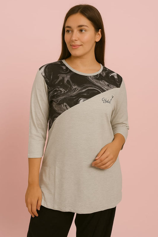 Knitted Kurta - Grey Melange