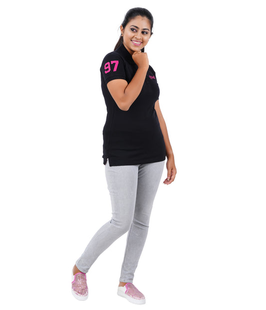 Women's Polo T-Shirt - Onyx Black