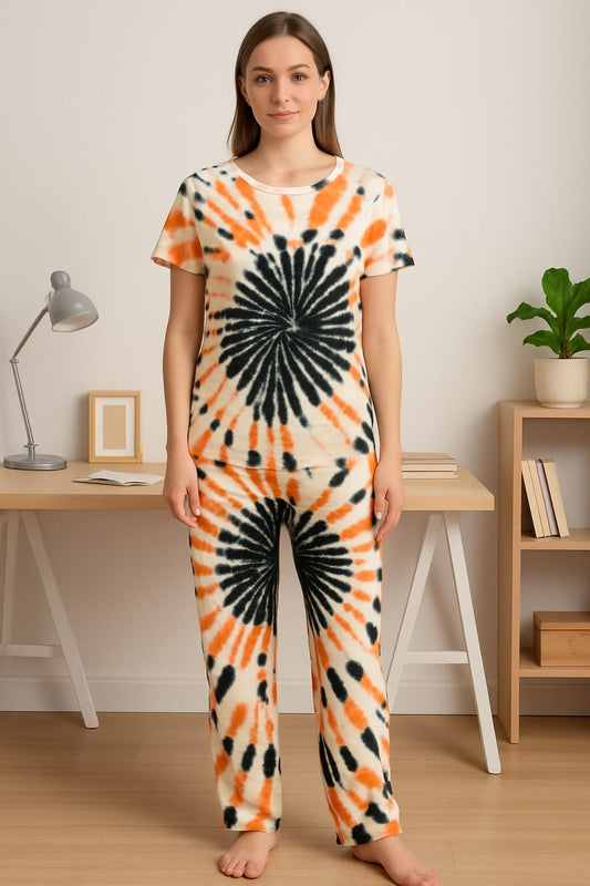 Women's Tie & Dye Loungewear Set - Orange
