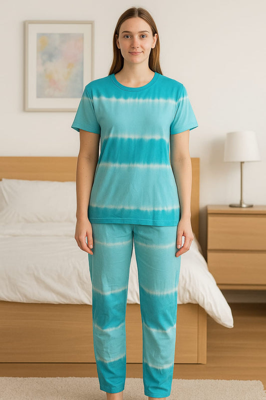 Women's Tie & Dye Loungewear Set - Sky Blue