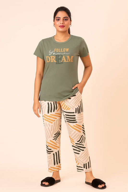 Women's Loungewear Full Pant Set - Pine Green