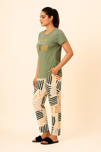 Women's Loungewear Full Pant Set - Pine Green