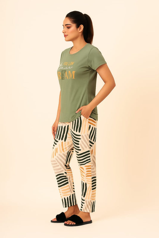 Women's Loungewear Full Pant Set - Pine Green