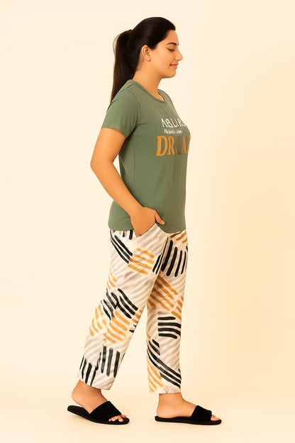 Women's Loungewear Full Pant Set - Pine Green