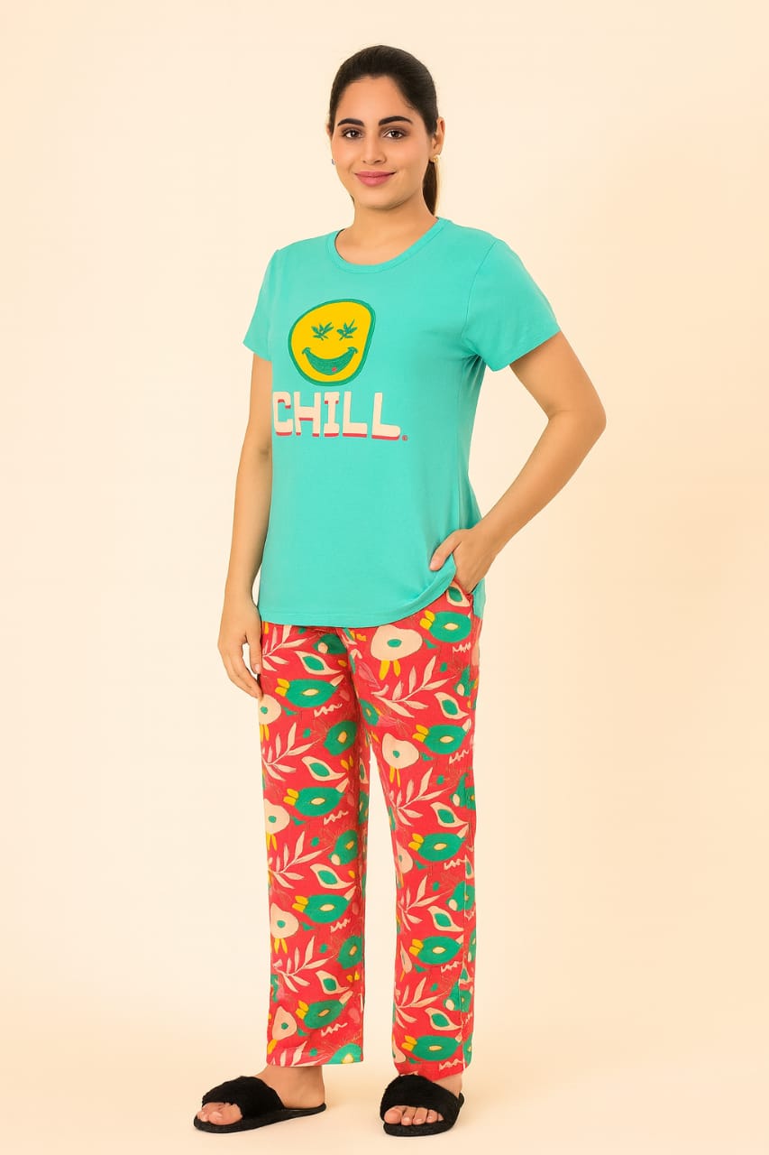 Women's Loungewear Full Pant Set - Aqua Blue