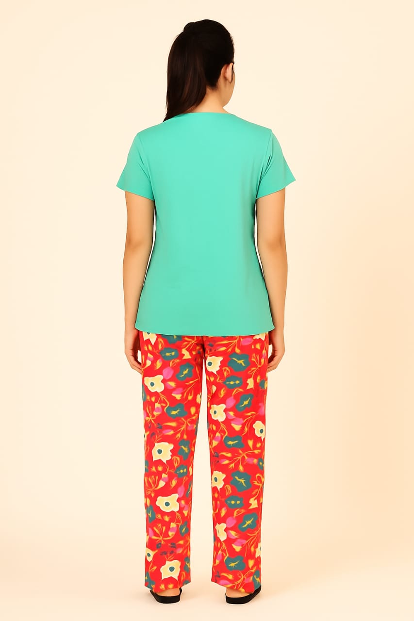 Women's Loungewear Full Pant Set - Aqua Blue