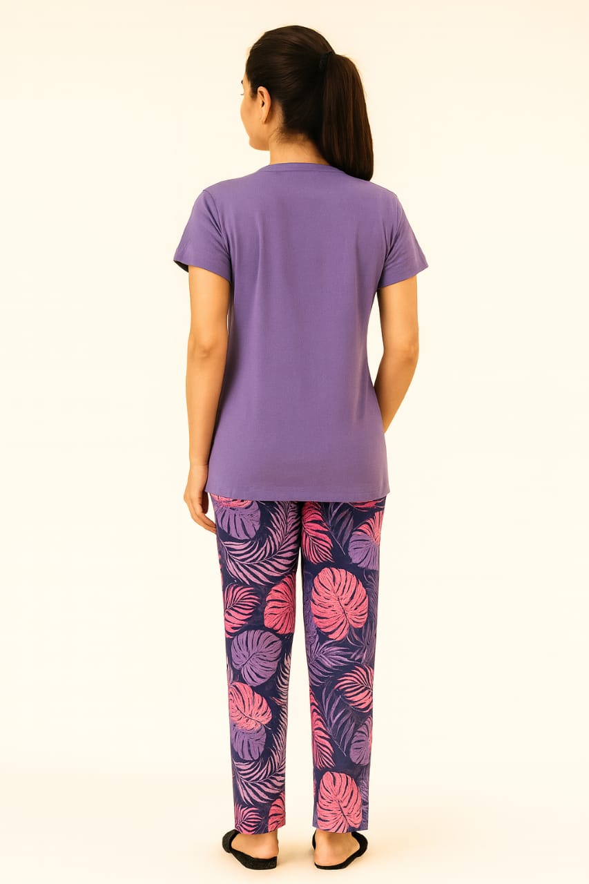 Women's Loungewear Full Pant Set - Purple