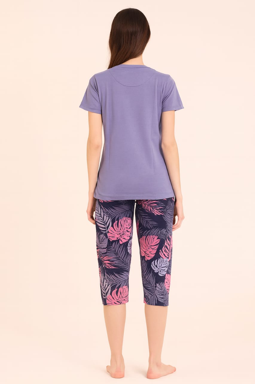 Women's Loungewear Capri Pant Set - Purple