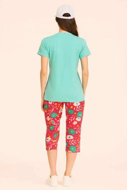Women's Loungewear Capri Pant Set - Aqua Blue