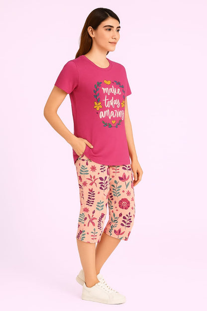 Women's Loungewear Capri Pant Set - Rose Pink